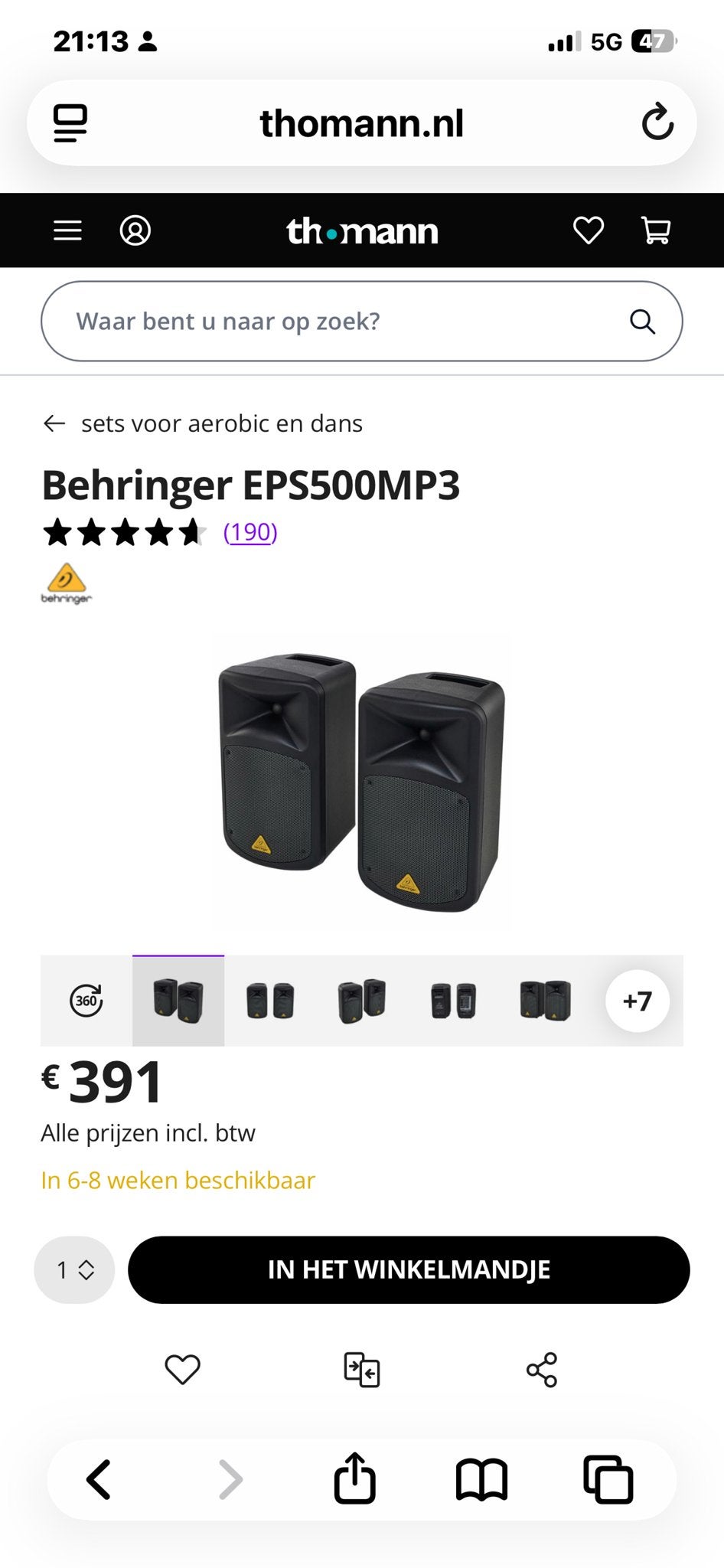 Behringer EPS500MP3 Draagbare PA Systeem, Audio, Tv en Foto, Inclusief kabels, Overige typen, Zo goed als nieuw, Ophalen