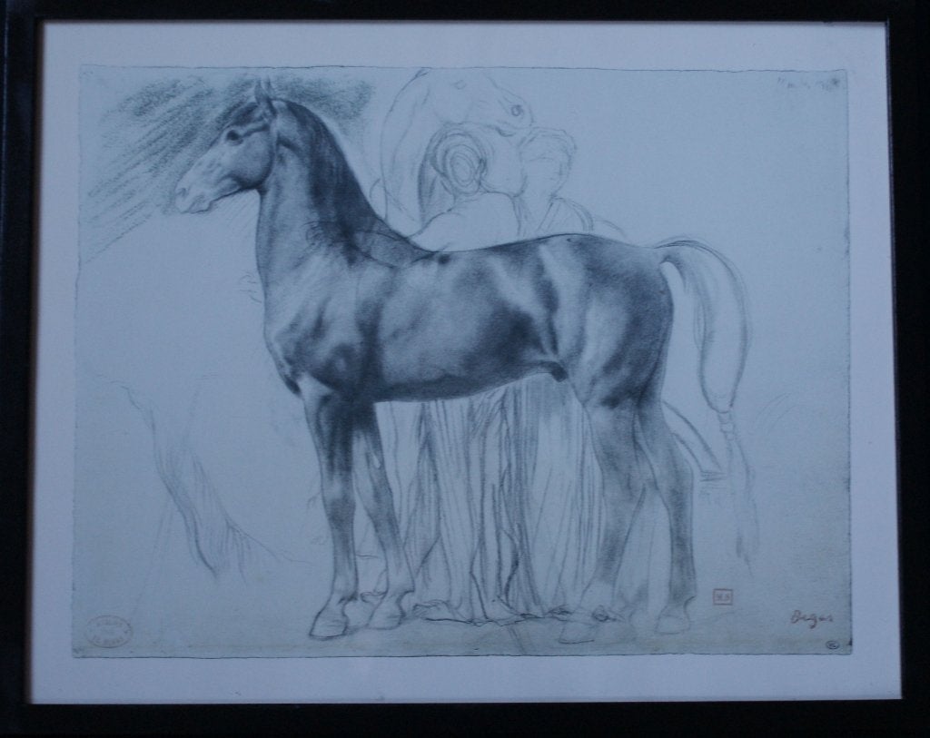 edgar degas print, study of figures with a horse, Ophalen