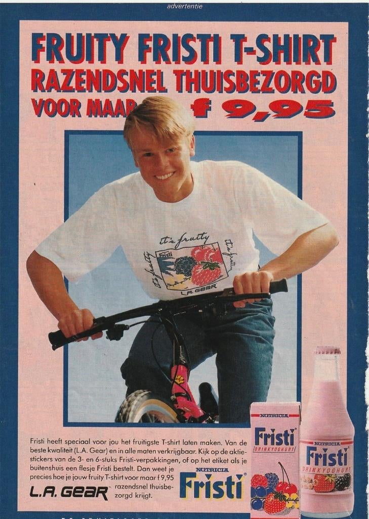 Retro reclame 1991 Fristi zuivel frisdrank T-shirt jongen, Verzamelen, Verzenden, Overige typen
