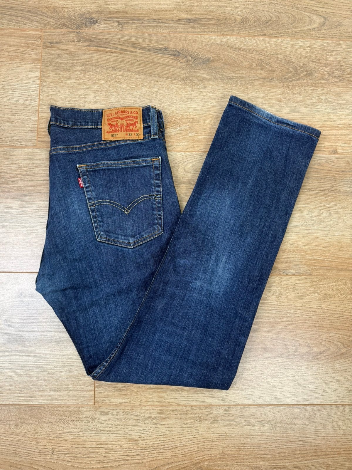 Levis 513 Spijkerbroek donkerblauw W33/L32, Verzenden, Zo goed als nieuw, Blauw, W33 - W34 (confectie 48/50)