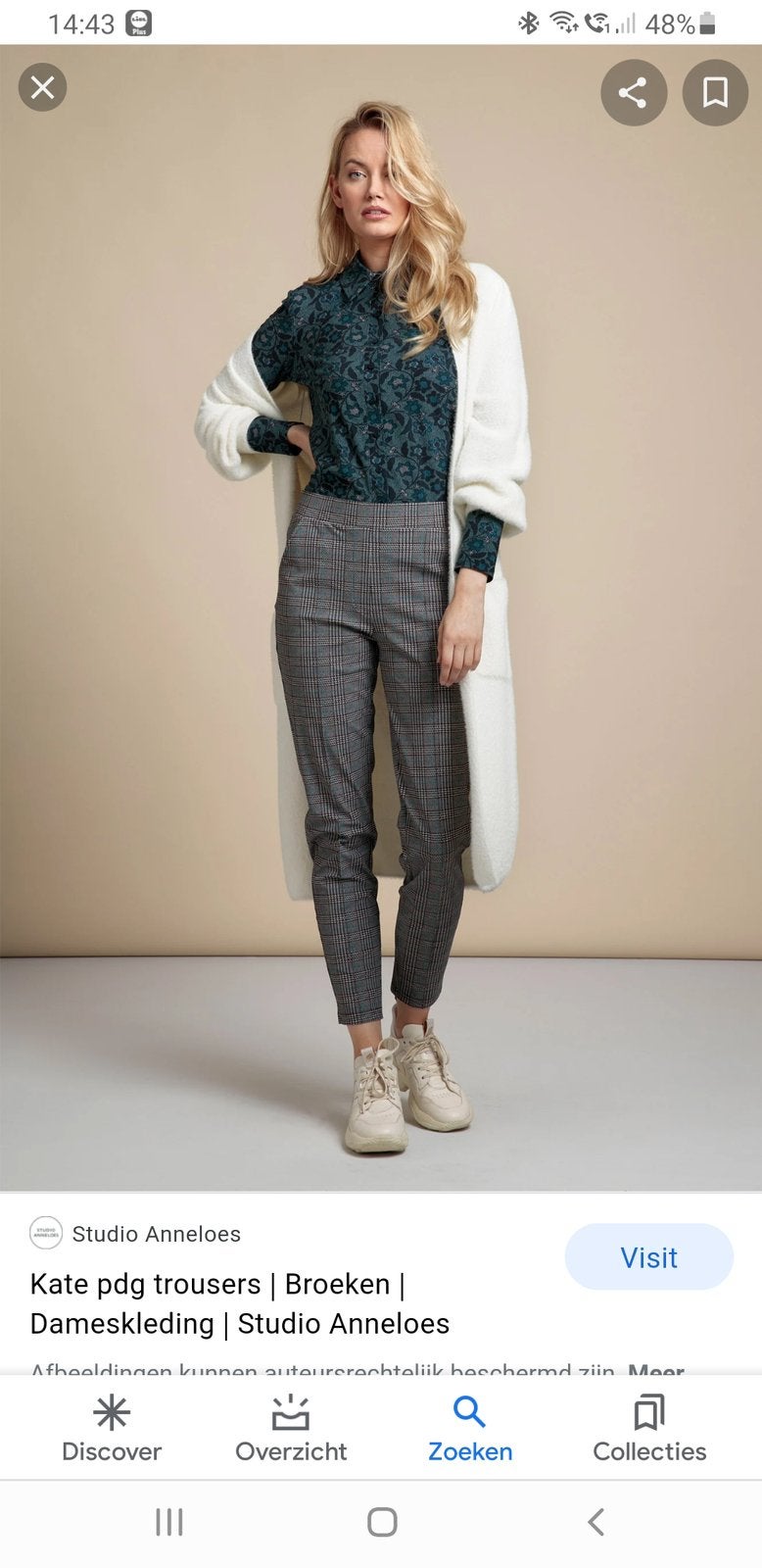 Studio Anneloes broek Kate pdg blauw greige petrol maat L, Maat 38/40 (M), Zwart, Ophalen of Verzenden, Zo goed als nieuw