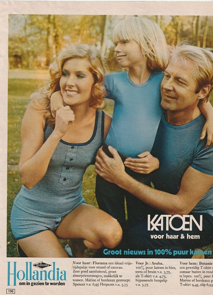 Retro reclame 1972 Hollandia dames jongetjes heren ondergoed, Verzamelen, Retro, Overige typen, Verzenden