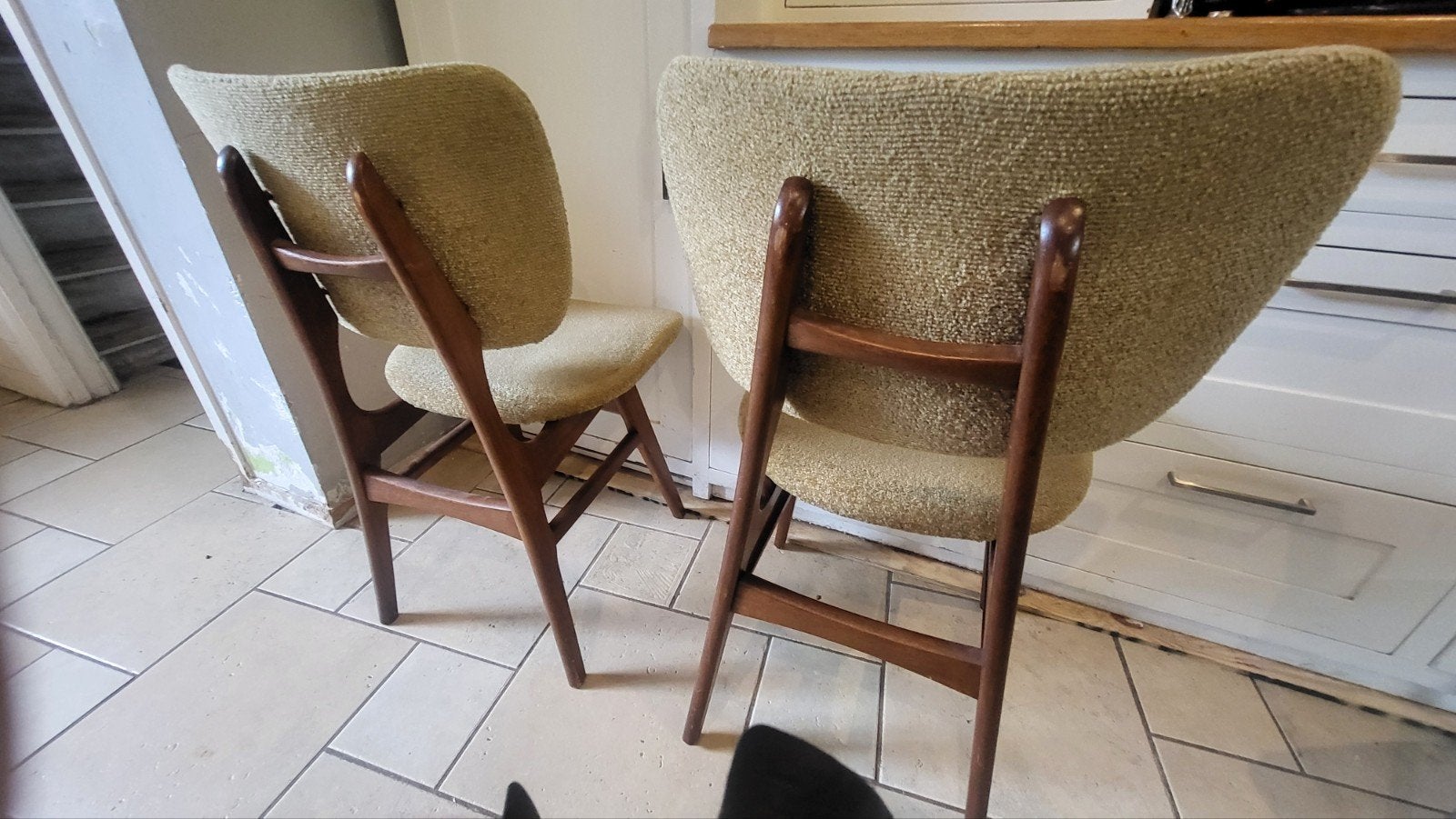Vintage Danish design stoelen louis van teeffelen, Ophalen, Twee, Bruin, Stof