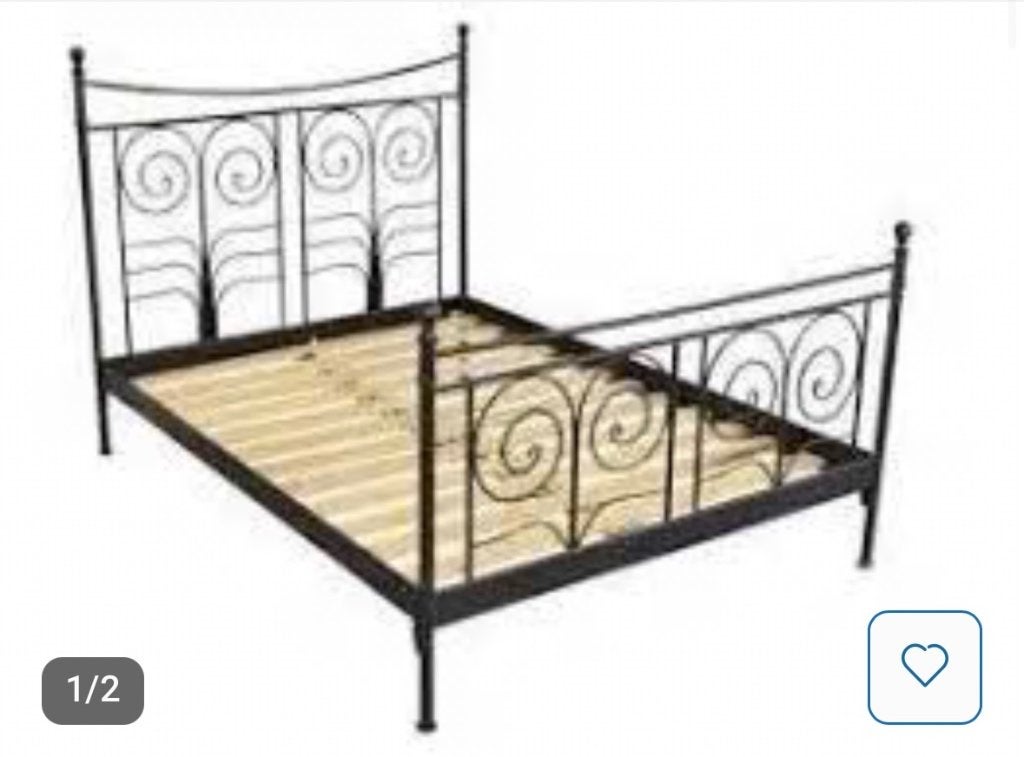 IKEA bed frame, Huis en Inrichting, Slaapkamer | Bedden, Ophalen, Zwart, Tweepersoons, Zo goed als nieuw
