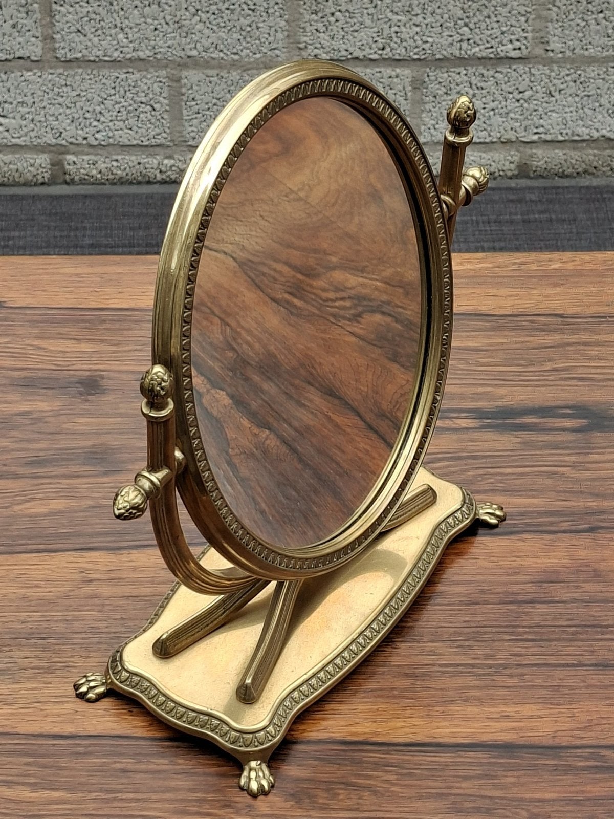 Vintage Messing Kaptafel Spiegel, Antiek en Kunst, Ophalen of Verzenden, Rechthoekig, Minder dan 50 cm