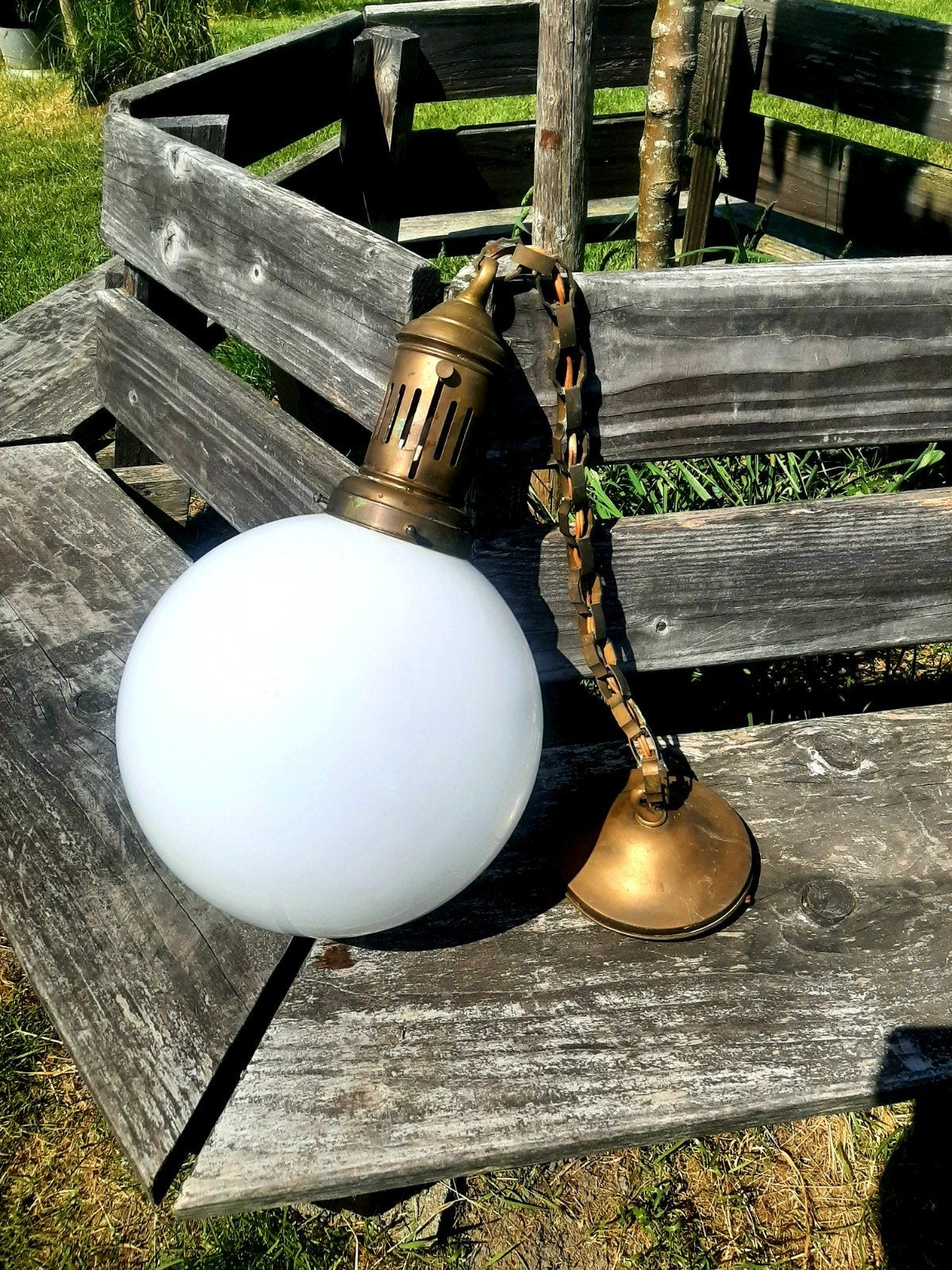 Art Deco - Hanglamp / Schoollamp - (jaren 30 / opaline), Ophalen of Verzenden, Zo goed als nieuw