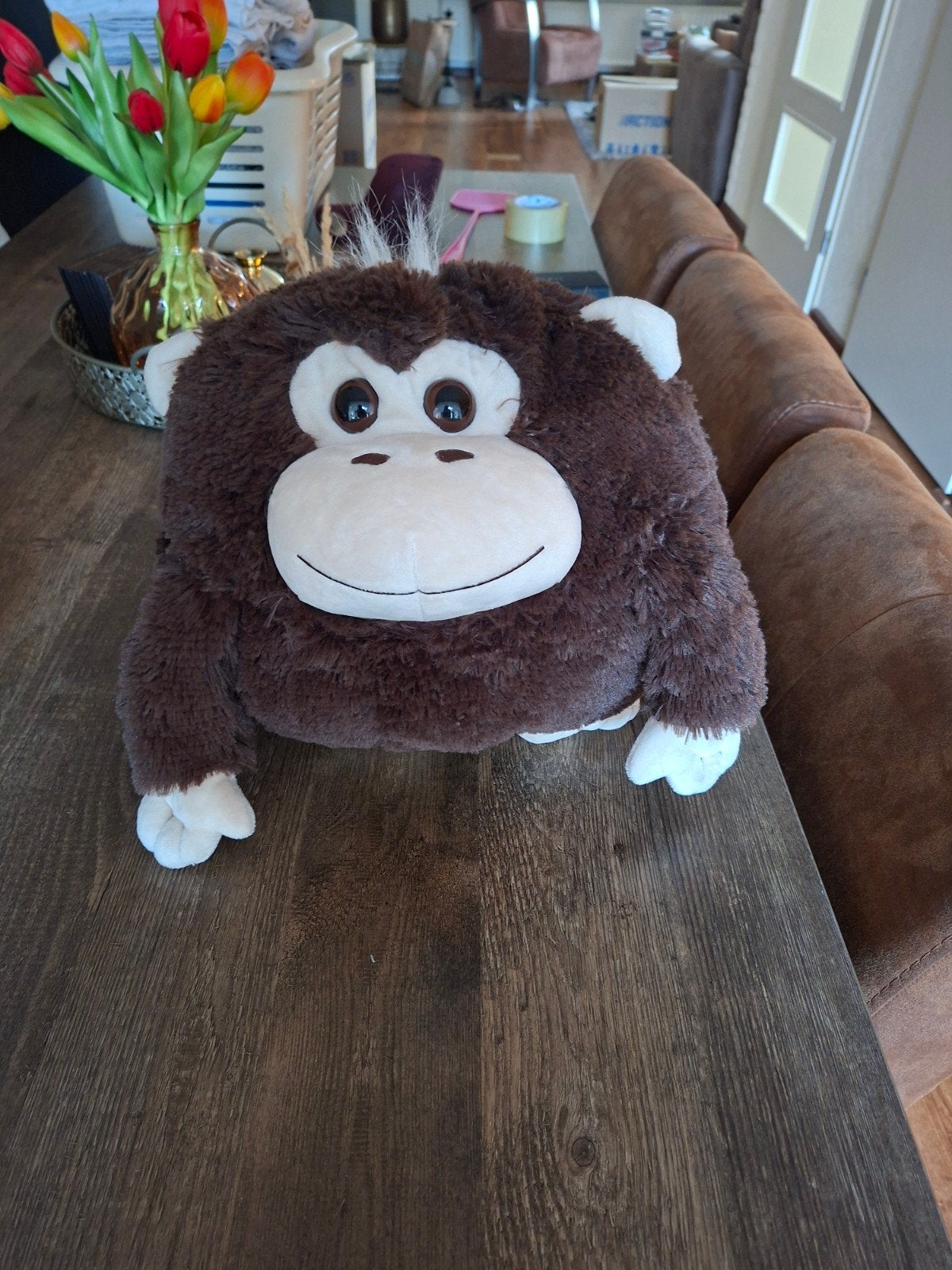 Leuke apen handwarmer knuffel, Kinderen en Baby's, Speelgoed | Knuffels en Pluche, Ophalen of Verzenden, Zo goed als nieuw, Bruin