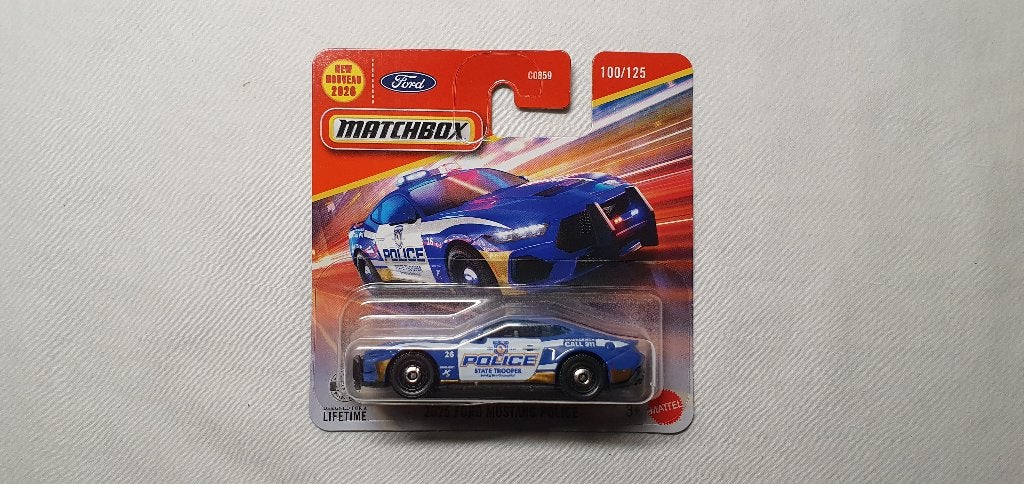 Matchbox 2025 Ford Mustang Police blauw wit, Ophalen of Verzenden, Nieuw, Auto