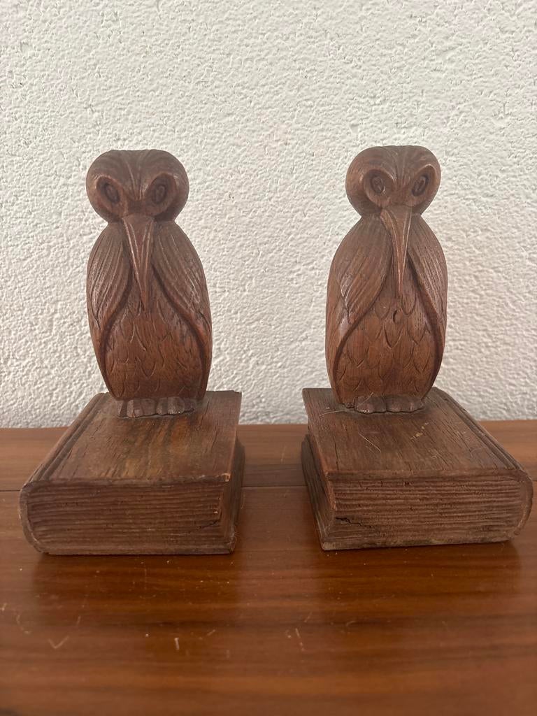 Houten uil boekensteunen, Antiek en Kunst, Ophalen of Verzenden