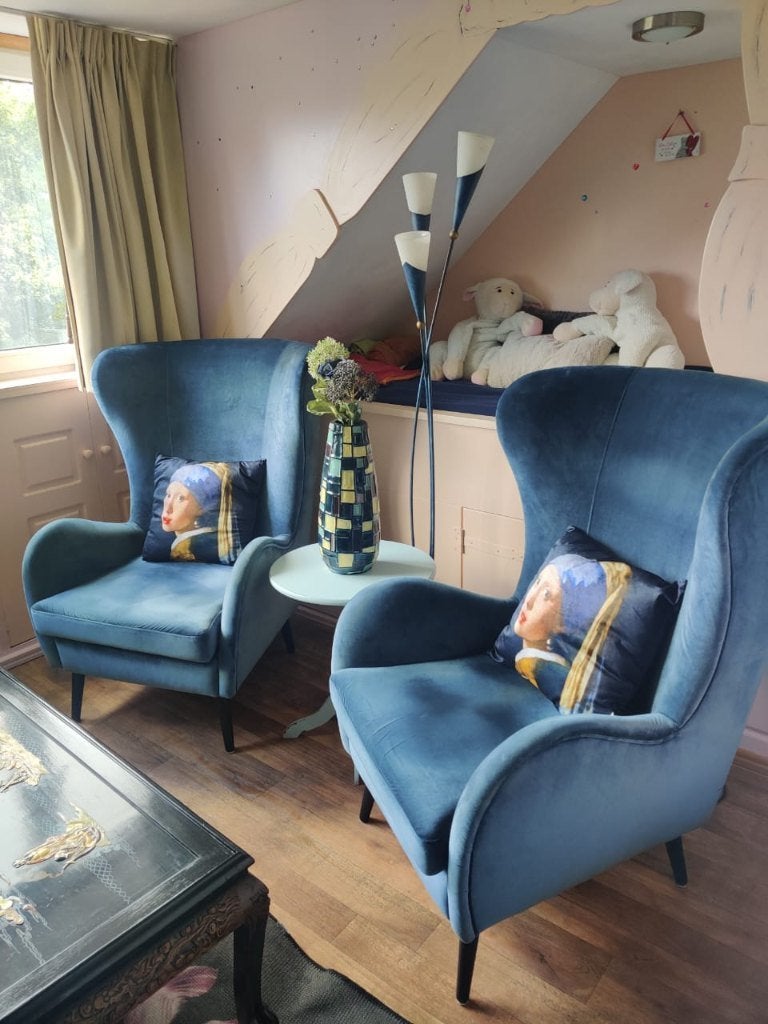 2 Luxe Guido Maria Kretschmer oorfauteuils velours, Ophalen, 75 tot 100 cm, Zo goed als nieuw, 75 tot 100 cm