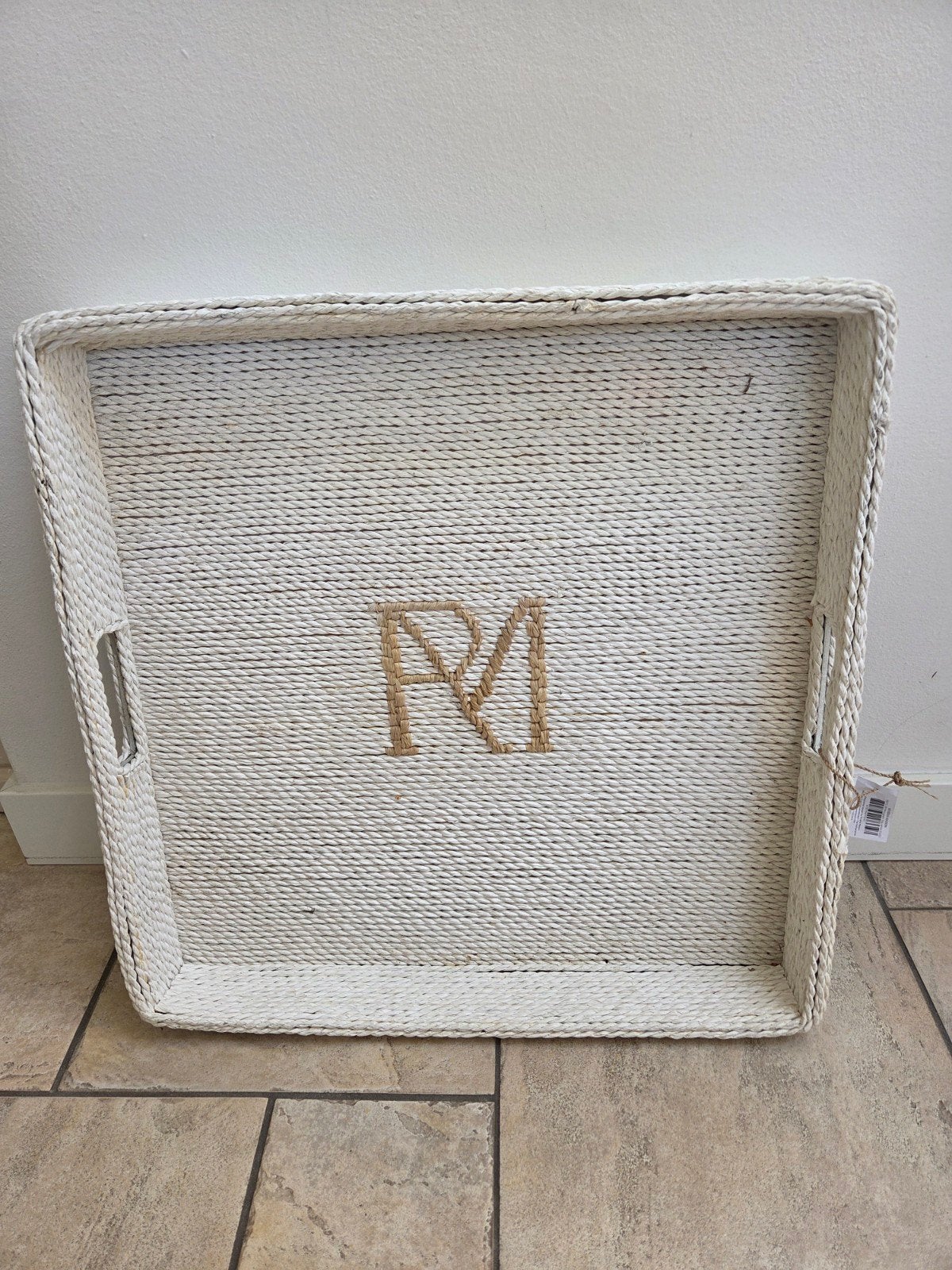 Witte rieten mand 50x50 cm Riviera Maison, Ophalen, Nieuw, Schaal