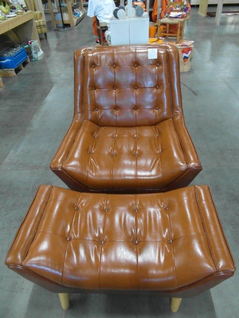 Prachtig Fauteuil met voetenbank.2switchonline, Ophalen, Zo goed als nieuw, Leer, 75 tot 100 cm
