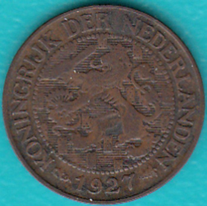 Nederland 1 cent 1927 Wilhelmina, Sch. 989 in munthouder, Postzegels en Munten, Munten | Nederland, Ophalen of Verzenden, Koningin Wilhelmina