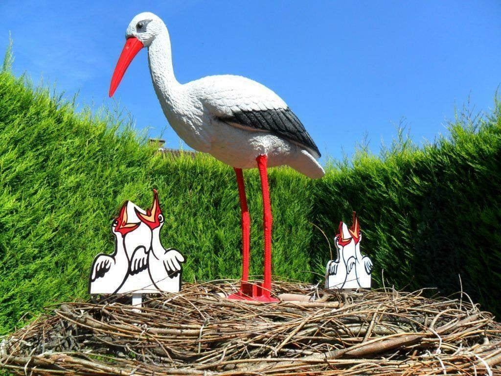 3D ooievaar met kleine ooievaartjes op nest, geen borg., Ophalen, Nieuw, Geboortebord