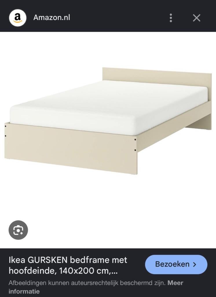 Ikea GURKSEN bedframe met lattenbodem 140x200, Huis en Inrichting, Slaapkamer | Bedden, Zo goed als nieuw, Tweepersoons, 140 cm