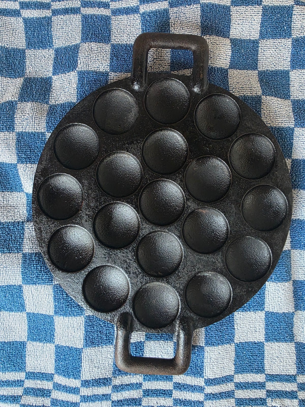 Gietijzeren poffertjespan Koopmans Meelfabrieken Leeuwarden, Leeuwarden, Ophalen of Verzenden, Zwart, Info@koopmans.com