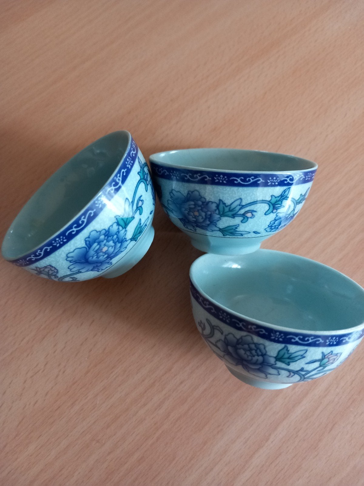 3 blauwe kommetjes schaaltjes, Ophalen of Verzenden