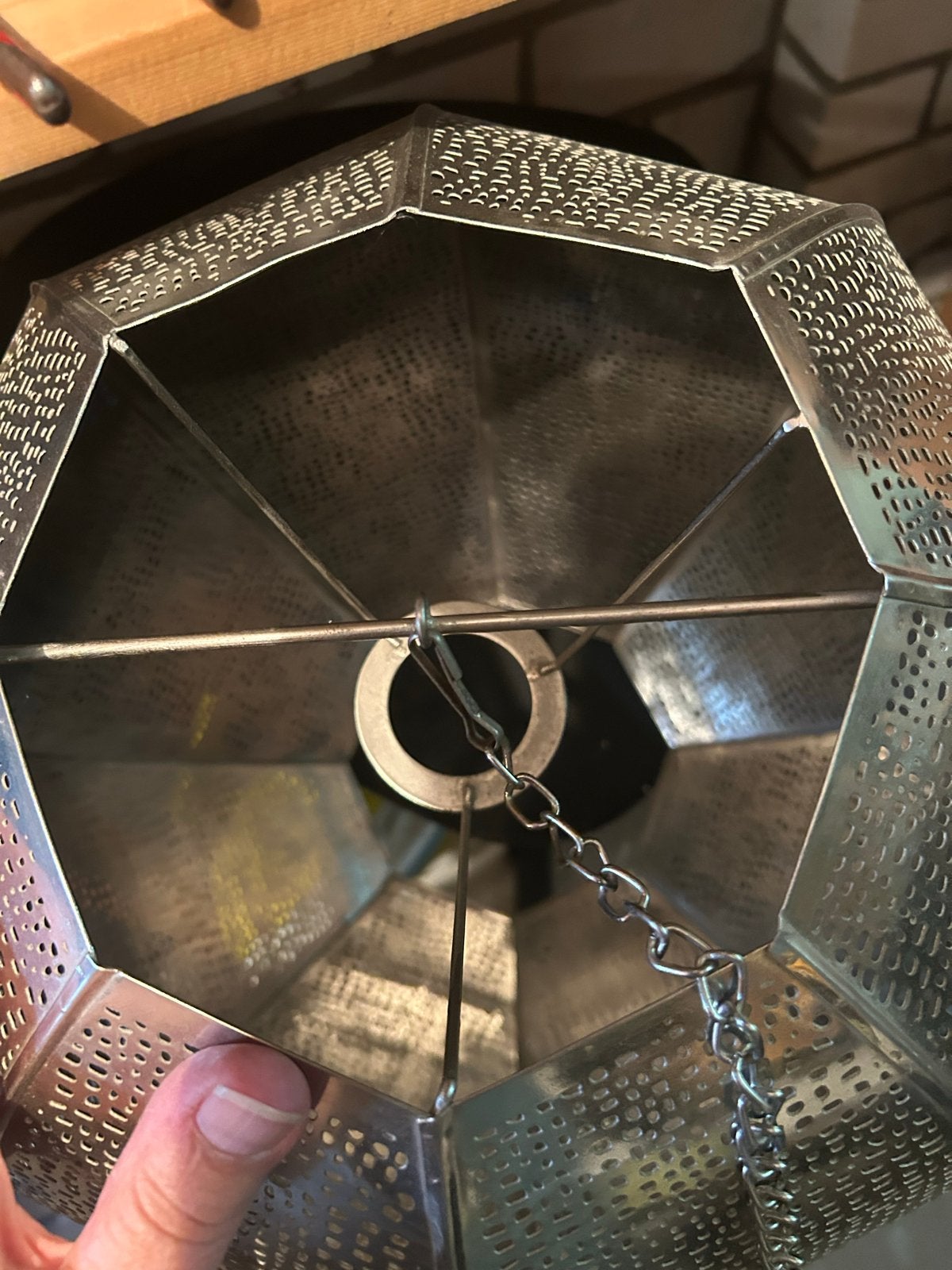Metalen hanglamp met gaatjespatroon - Oosters design, Overige merken, Gebruikt, Overige fittingen, Zilver