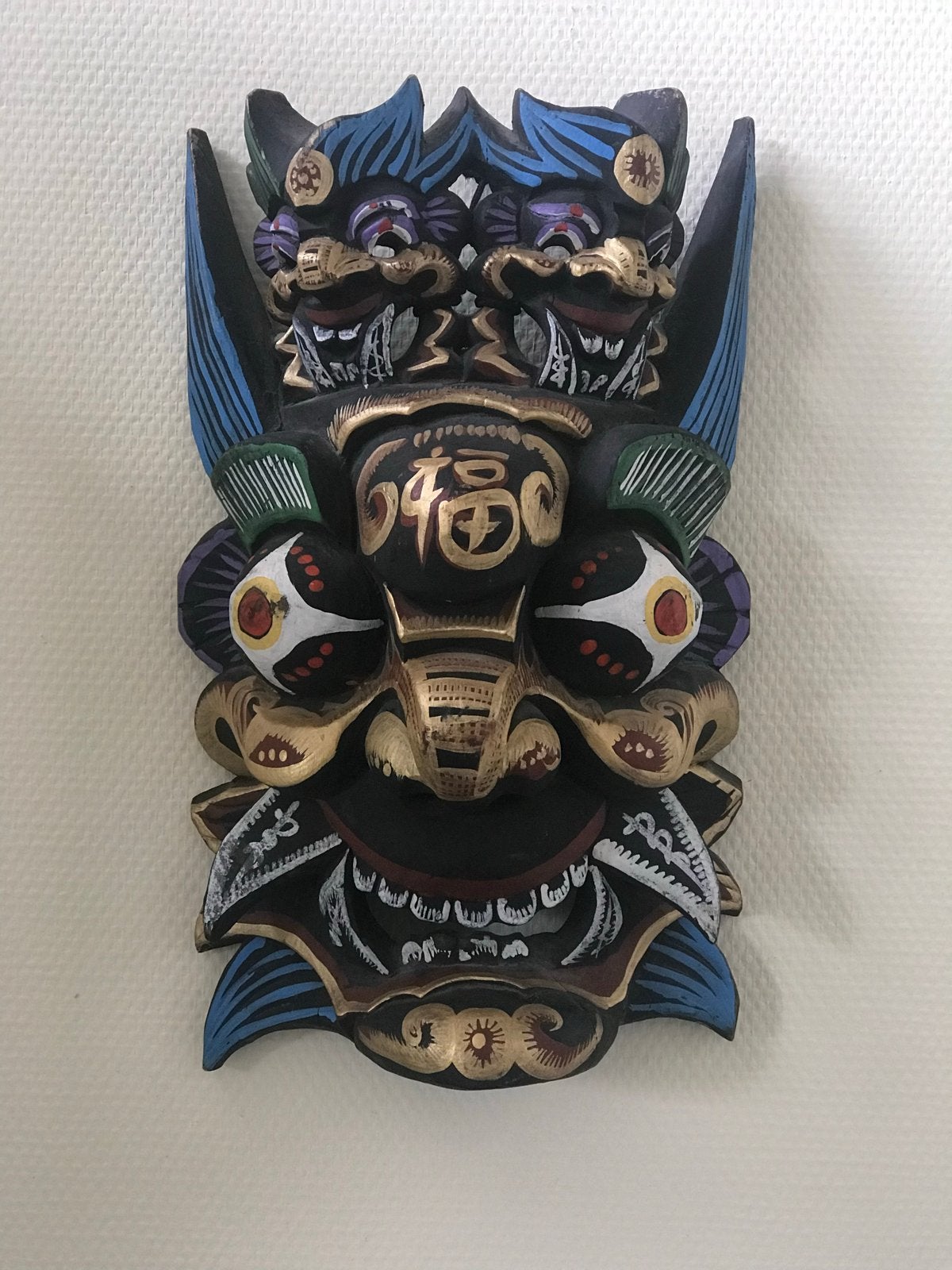 Twee handgesneden houten maskers - Aziatische kunst, Ophalen of Verzenden