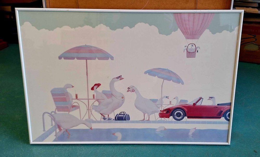 Vintage lithografie Gloria Eriksen SINGLE'S POND, Antiek en Kunst, Ophalen, Lithografie