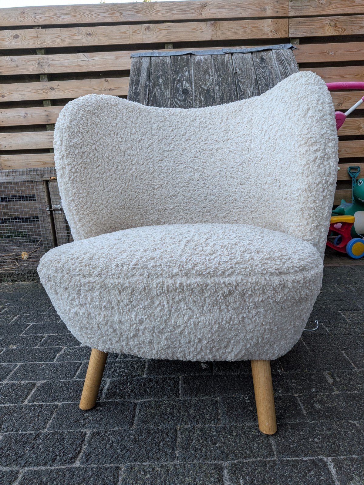 Crème Witte Teddy Stoel/ fauteuil Kwantum, Huis en Inrichting, Ophalen, Wit, Zo goed als nieuw, Stof