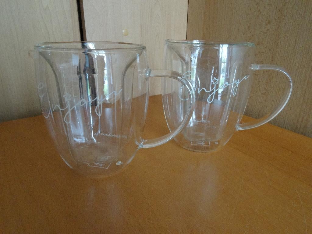 2 X Riviera Maison dubbelwandige koffie /theeglas, Glas of Glazen, Nieuw, Ophalen of Verzenden, Glas
