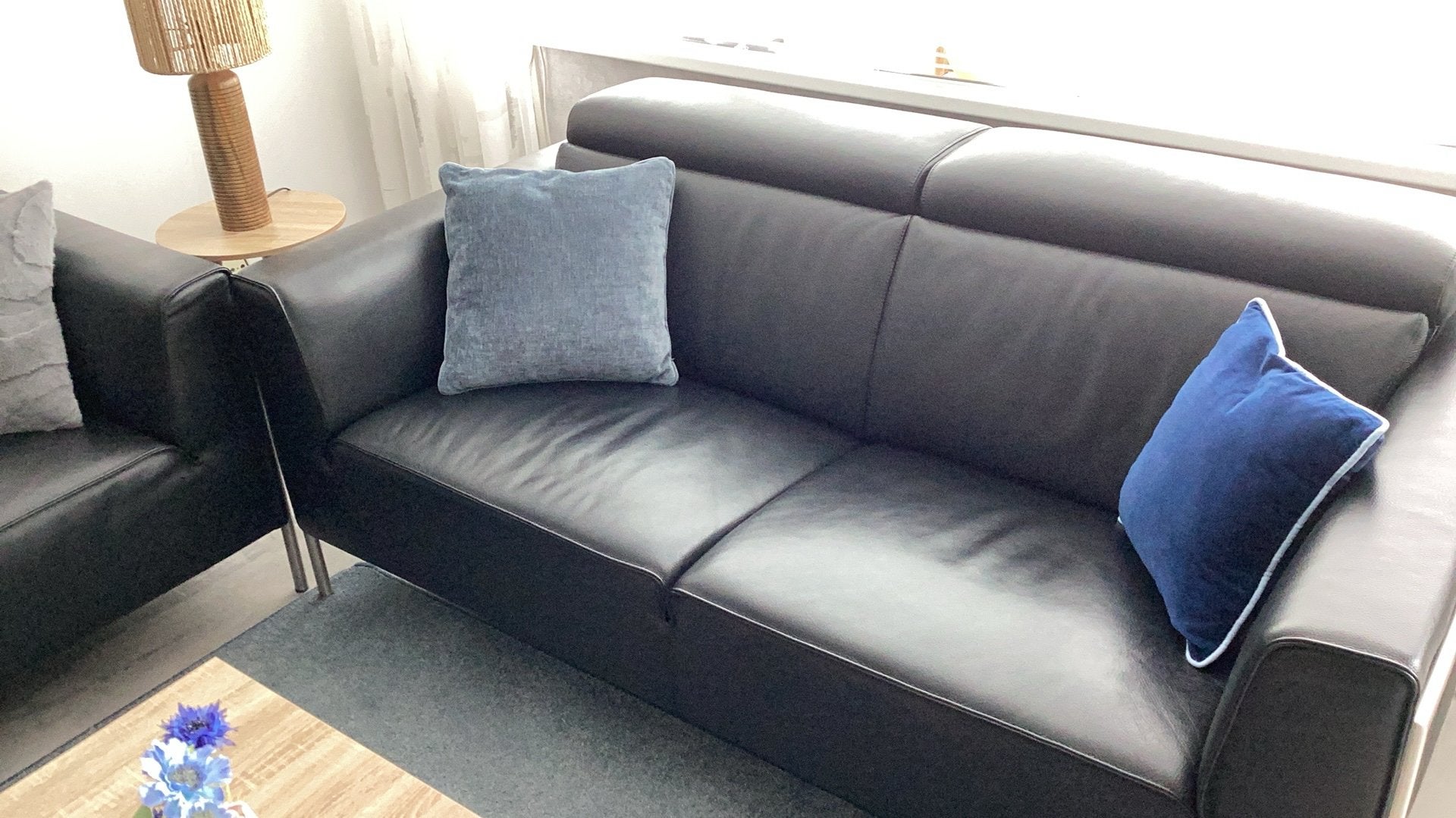 Zwart leder , 200x93, Huis en Inrichting, Ophalen, Leer, Modern