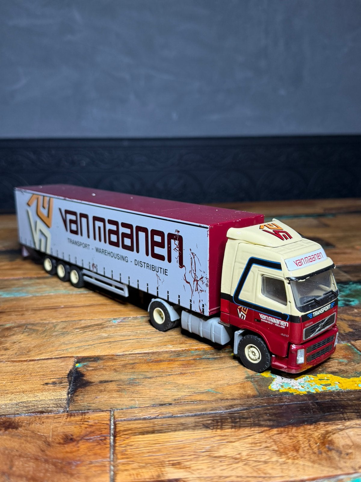 Lion Toys Volvo FH12 Van Maanen Transport Barneveld 1:50, Ophalen of Verzenden, Gebruikt, Bus of Vrachtwagen, Lion Toys