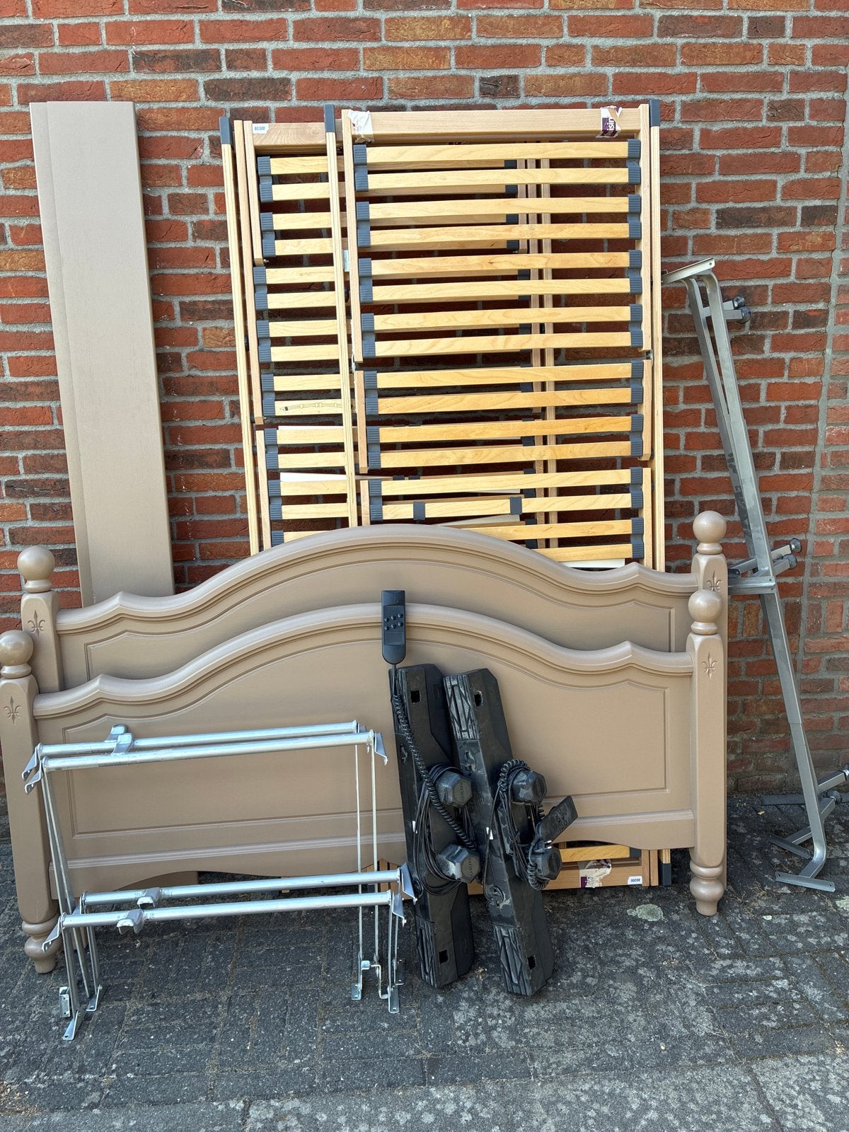 2x Verstelbare lattenbodem 80x200 cm met afstandsbediening, Ophalen, Verstelbaar, Bruin, Tweepersoons