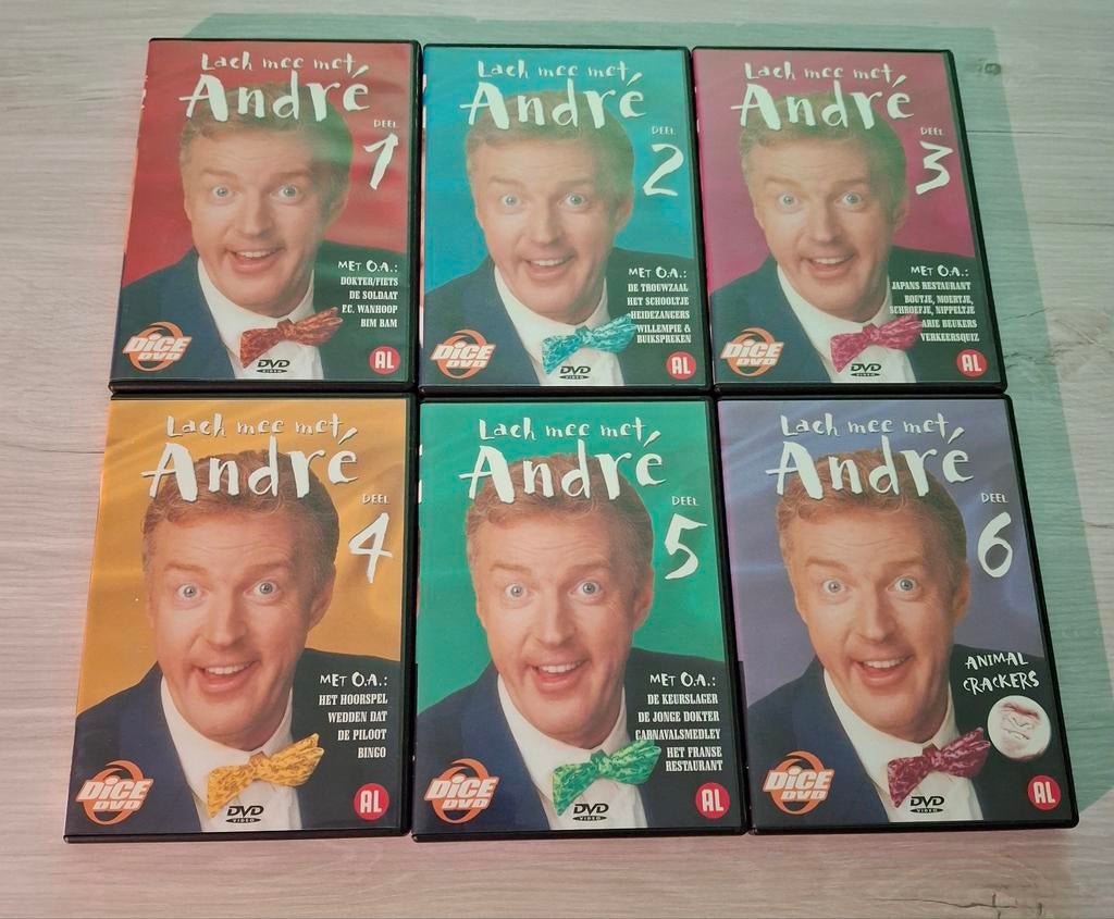 Complete serie lach mee met andre + extra!!!!, Alle leeftijden, Ophalen of Verzenden, Zo goed als nieuw, Komedie