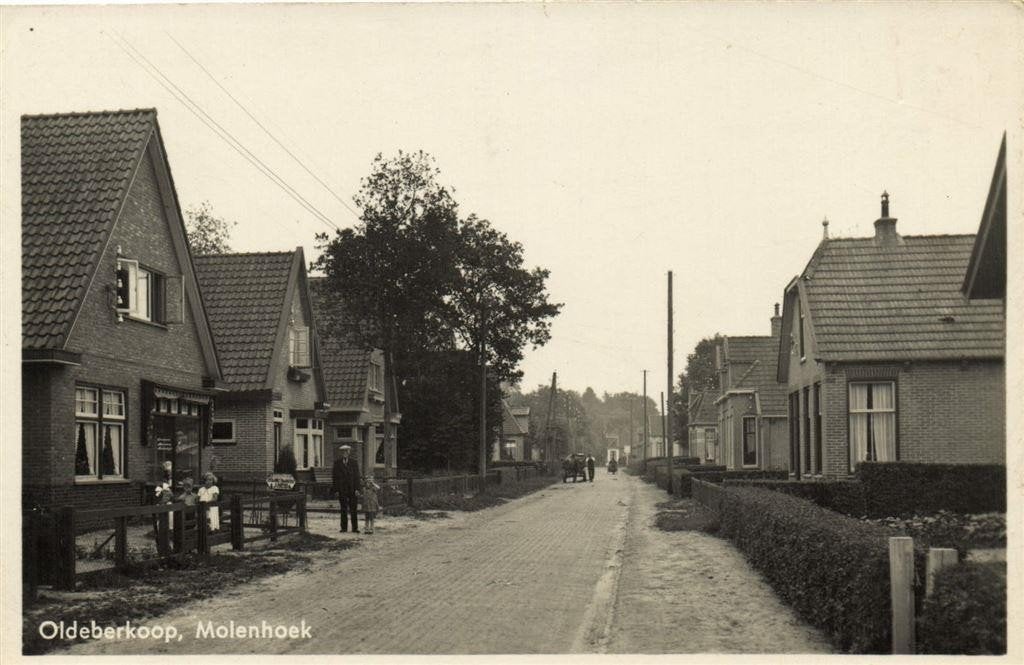 Oldeberkoop, Molenhoek - volk paard wagen - gelopen, Verzenden, 1940 tot 1960, Gelopen, Friesland