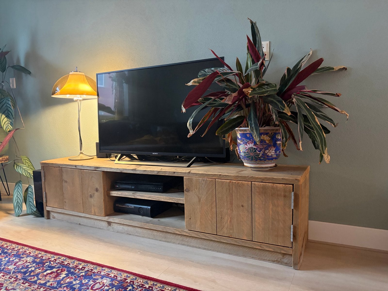 Steigerhouten TV-meubel, Huis en Inrichting, Ophalen, Gebruikt, 150 tot 200 cm, Minder dan 100 cm