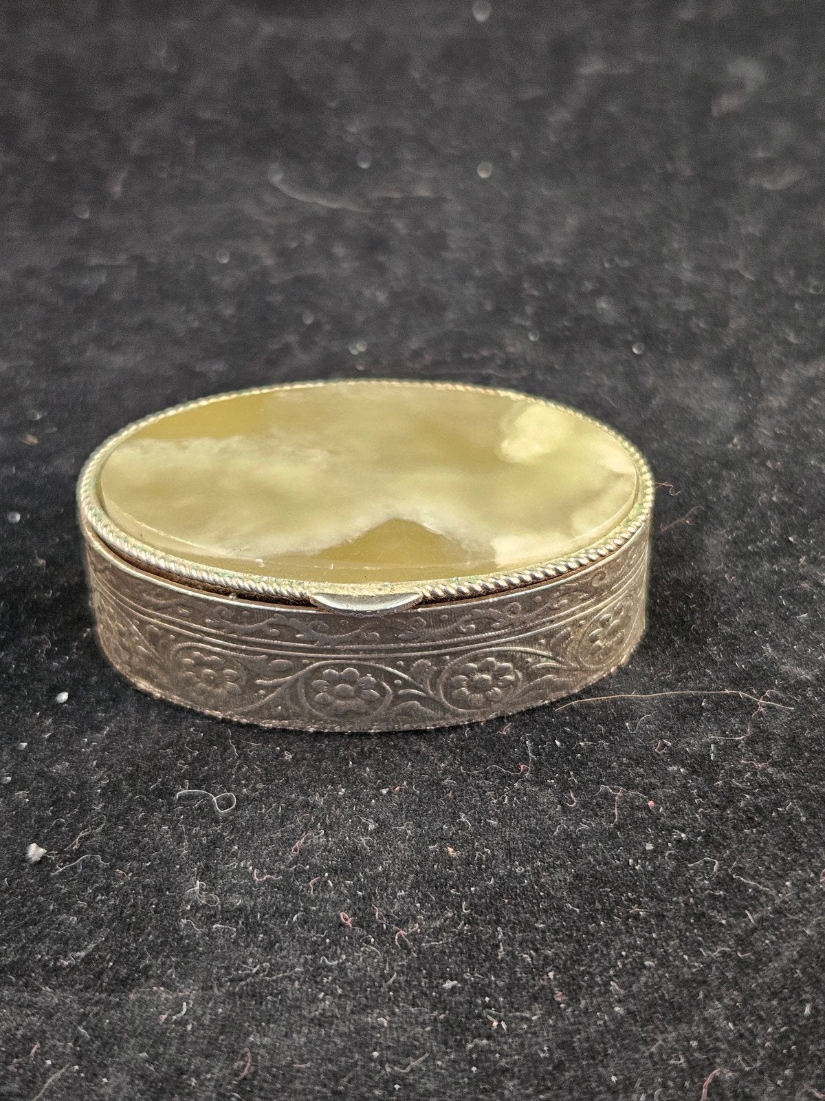 Elegant Vintage Pillendoosje met Natuursteen, Ophalen of Verzenden