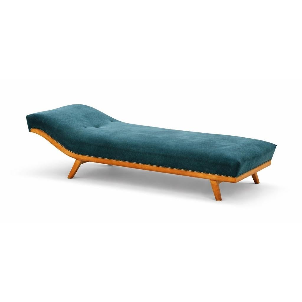 Vintage chaise longue slaapbank bank jaren '60 '70 design, Huis en Inrichting, Banken | Sofa's en Chaises Longues, Gebruikt, Stof