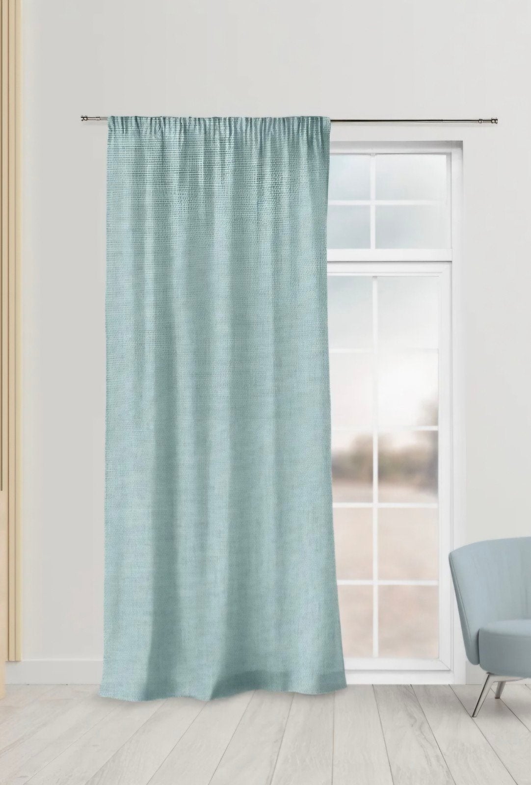 Helsinki verduisterend gordijn - licht jeans (140x260 cm), Ophalen of Verzenden, Blauw, Overgordijn, Verduisterend