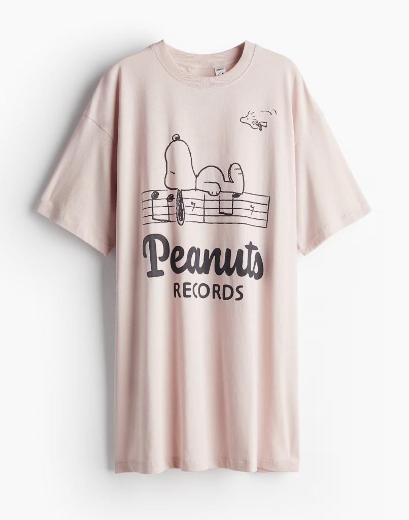 H&M Poederrose nachthemd pyama met print Snoopy maat M, H&M, Ophalen of Verzenden, Nieuw, Maat 38/40 (M)