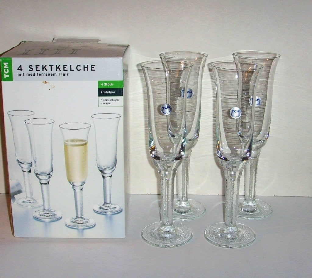Champagne kristallen glazen Set 'TCM Kristallglas' nieuw., Ophalen of Verzenden