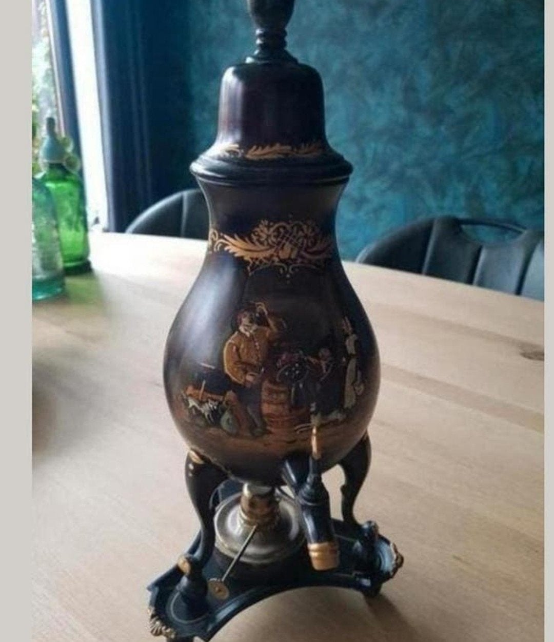 Antieke tinnen kraantjes koffiekan met originele papieren, Antiek en Kunst, Ophalen of Verzenden