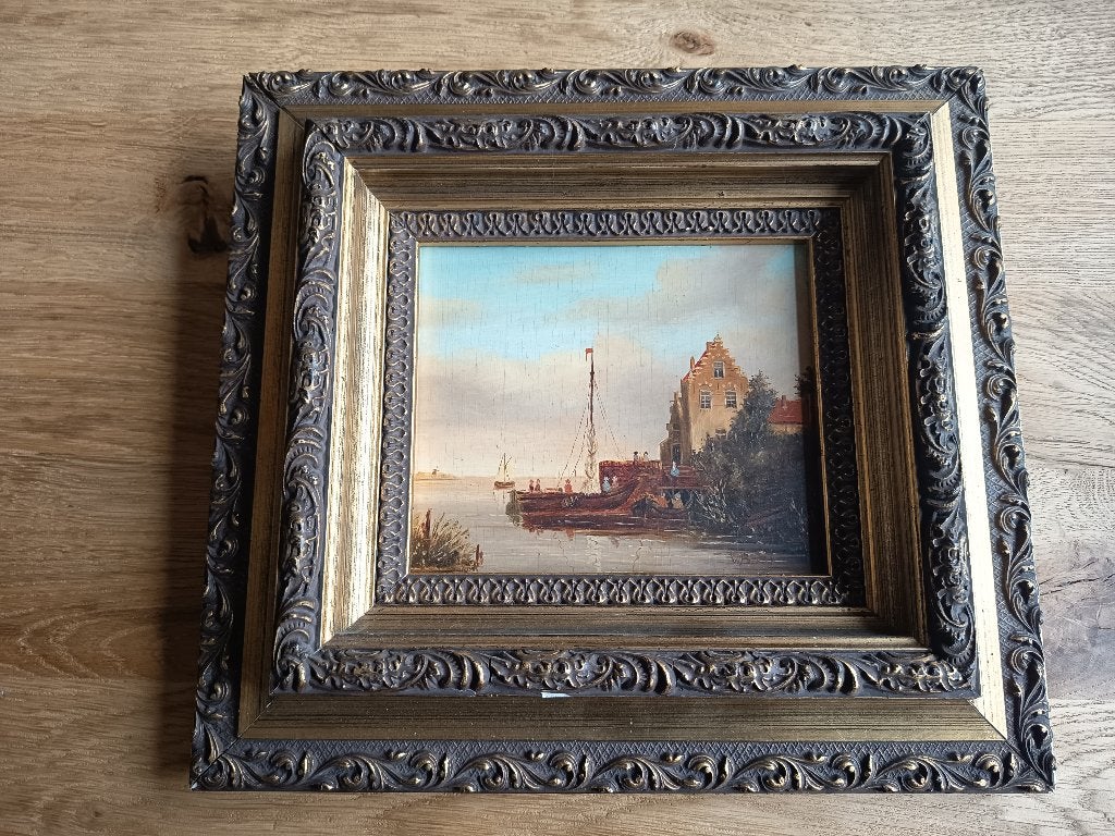 Prachtig Oud Hollands schilderij, zeer verfijnd! Mooie lijst, Antiek en Kunst, Ophalen of Verzenden