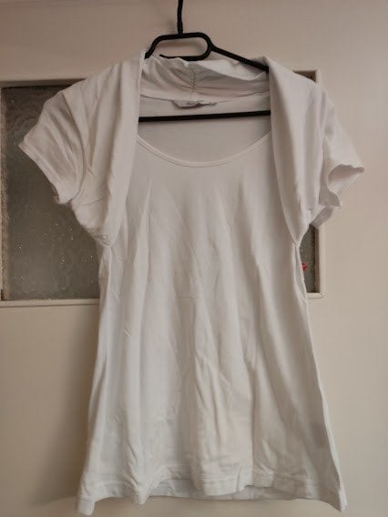 Miss Etam wit dames shirt met diepe ronde hals, Kleding | Dames, T-shirts, Maat 38/40 (M), Wit, Ophalen of Verzenden, Korte mouw