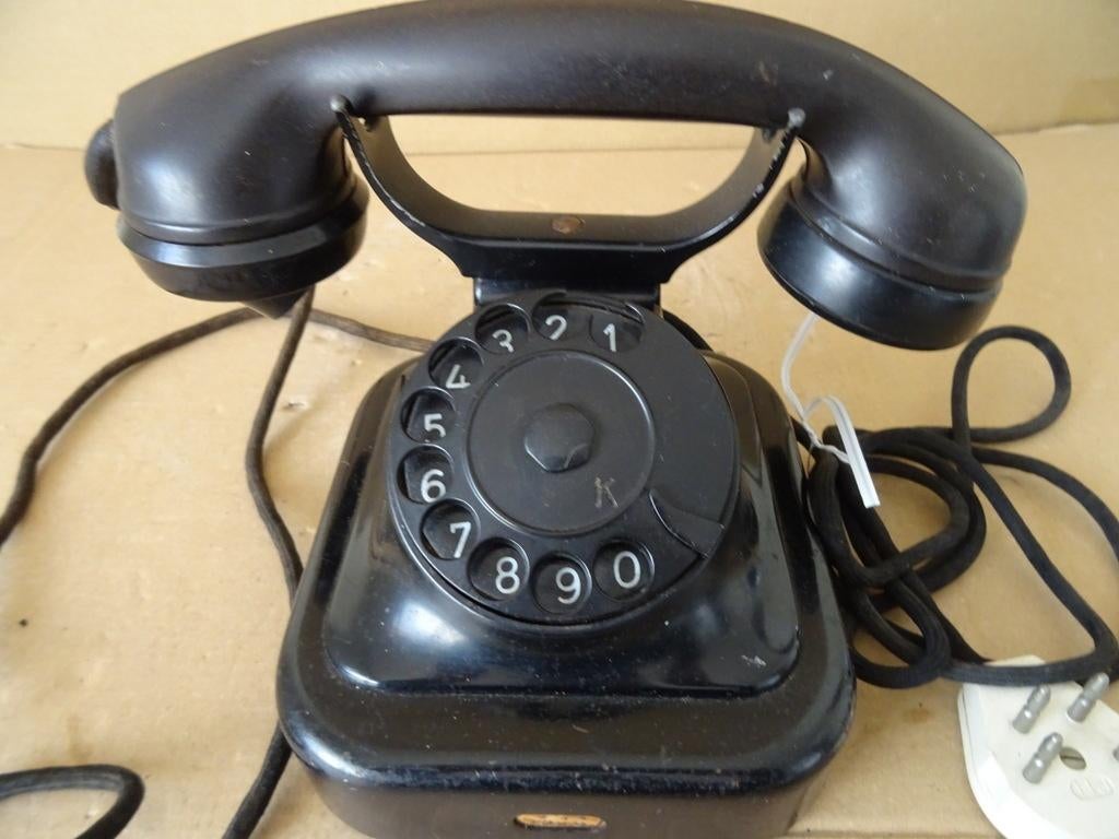 Vintage metalen telefoon Heemaf telefoontoestel draaischijf, Ophalen of Verzenden