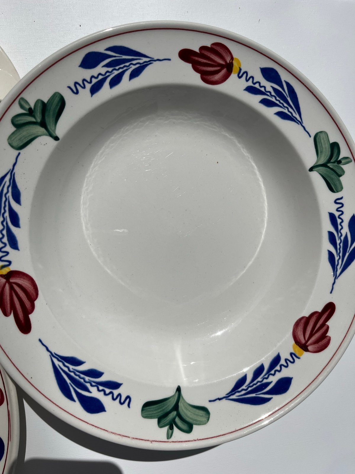 Servies set: borden, eierdop en schaaltje (Boerenbont), Gebruikt, Keramiek, Landelijk/Boerenbont, Ophalen of Verzenden