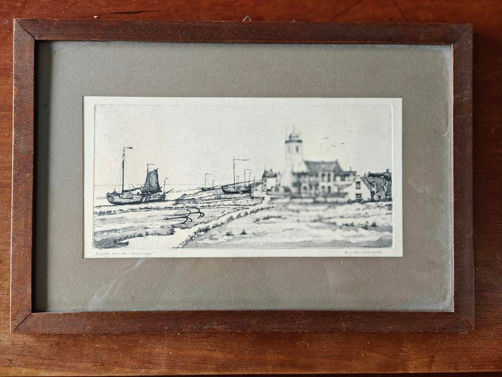 Ets "Katwijk aan Zee - anno 1900" door D.J. van Catwijck, Ophalen of Verzenden