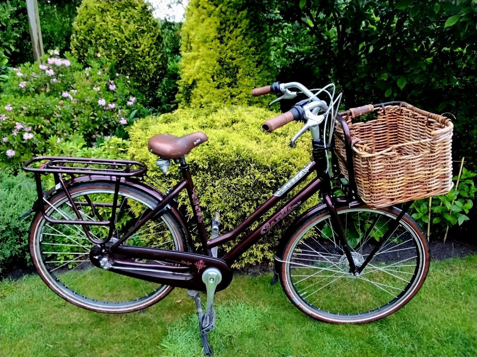 Gazelle Miss Grace Damesfiets met mand, Ophalen, Versnellingen, Gazelle, Trommelrem