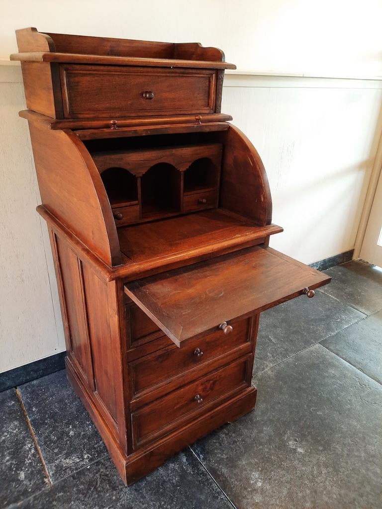 Compacte secretaire rolluikbureau cilinderbureau eiken, Huis en Inrichting, Ophalen, Gebruikt