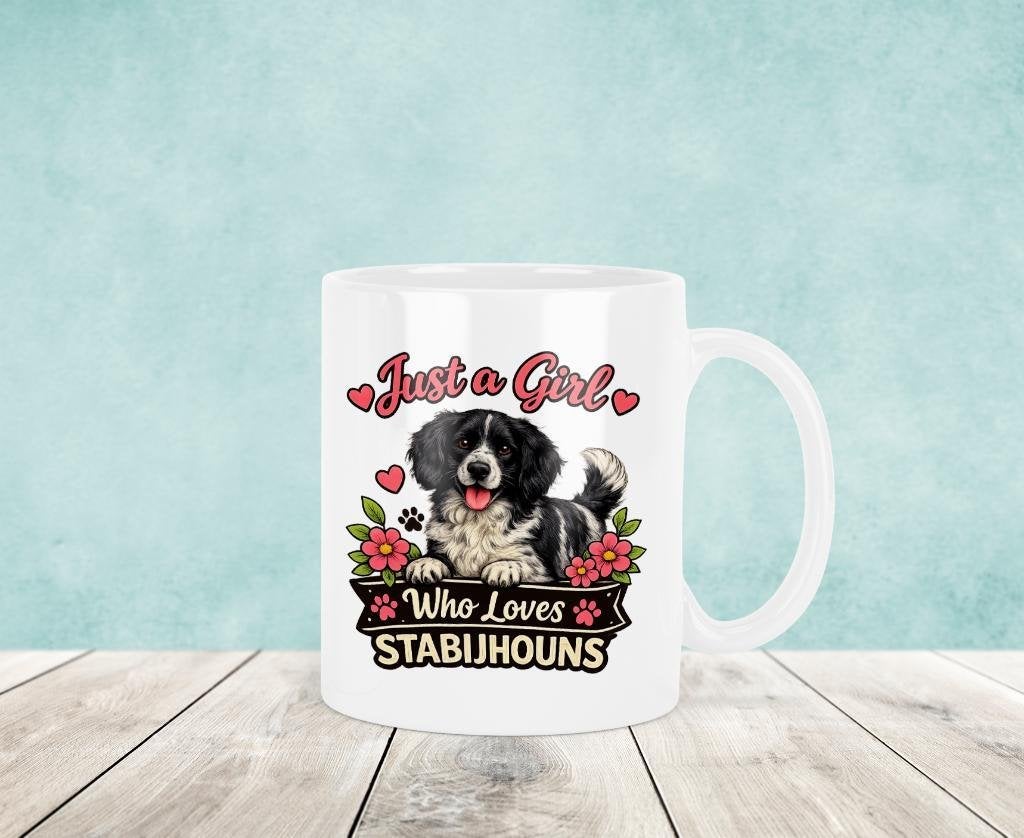 Just a Girl Who Loves Stabijhouns - Stabij Mok, Verzenden, Keramiek, Nieuw, Overige stijlen