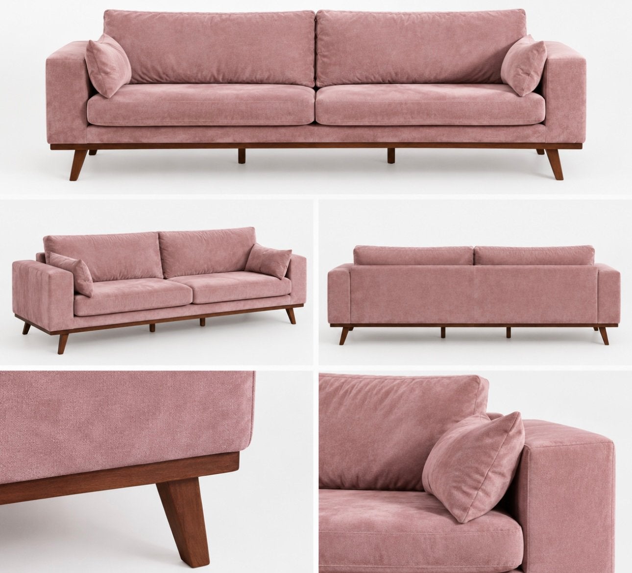 Roze velours 3-zitsbank, Ophalen, Driepersoons, 75 tot 100 cm, Zo goed als nieuw