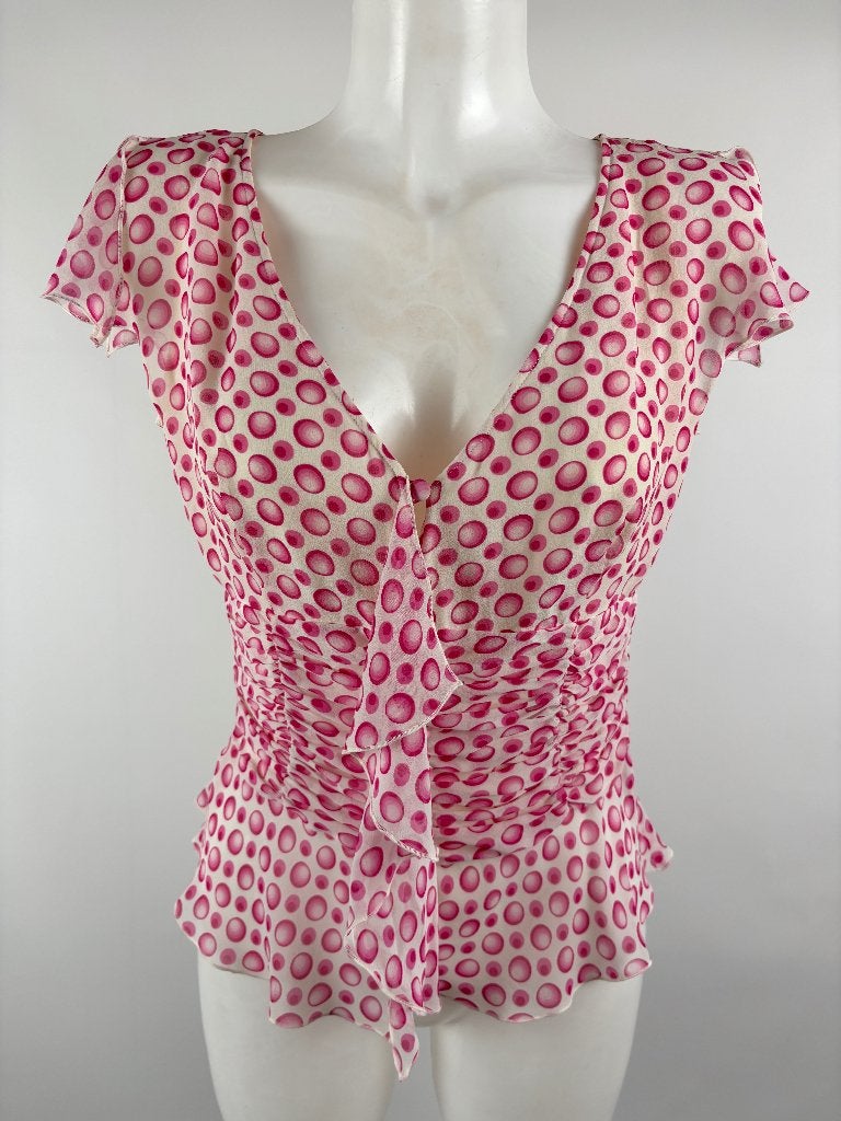 ESCADA Roze wit zijde silk blouse  Maat 38, Maat 38/40 (M), Escada, Ophalen of Verzenden, Zo goed als nieuw