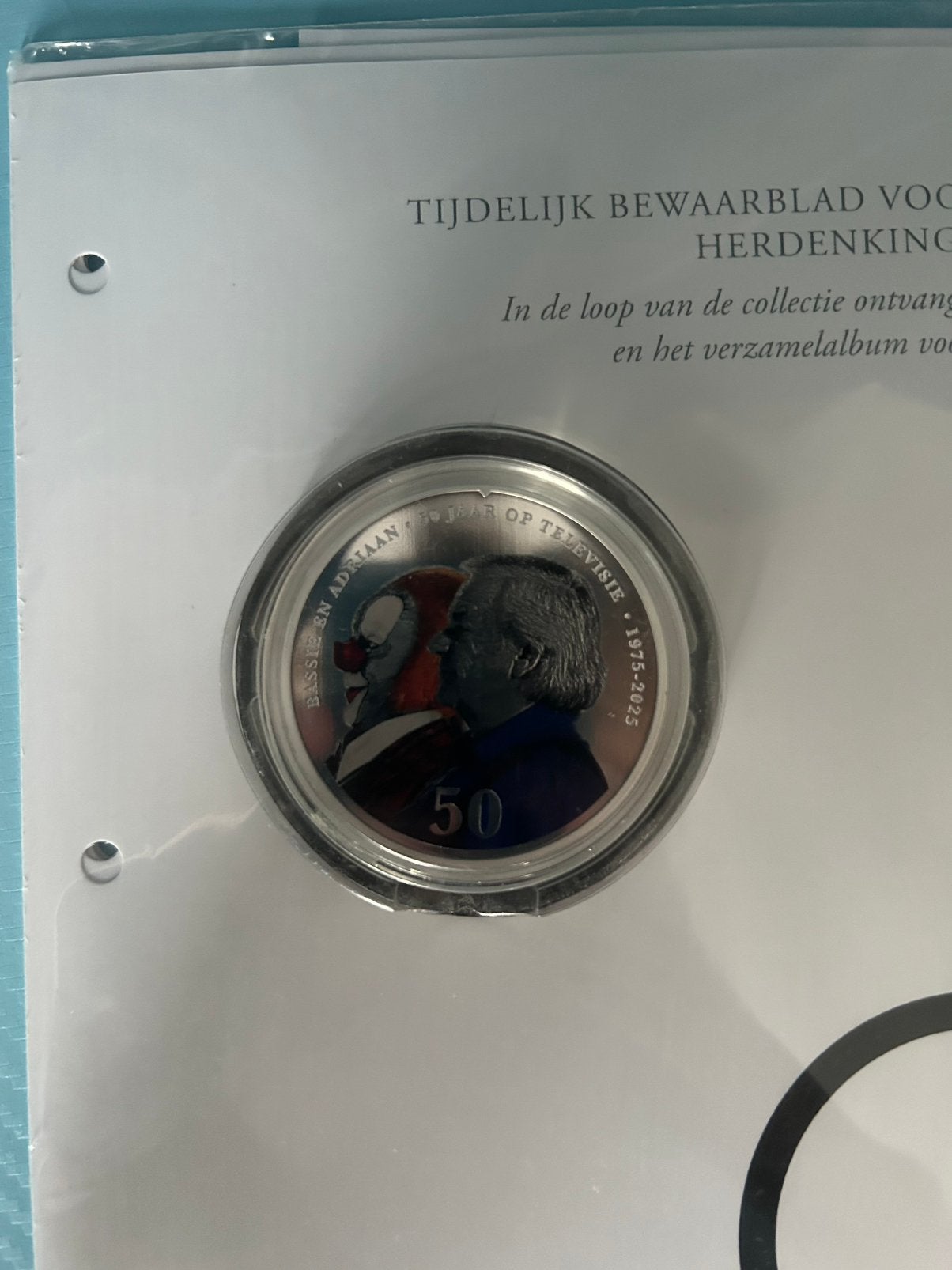 Bassie en Adriaan collectorsmunt 50 jaar, Ophalen of Verzenden, Overige landen, Overige waardes