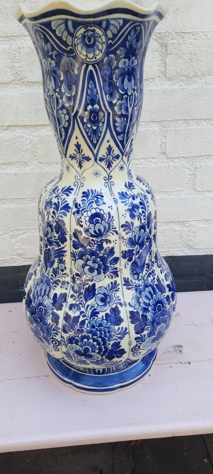 Prachtige Delfts Blauwe Vaas - Handgeschilderd RAM, Antiek en Kunst, Ophalen of Verzenden